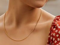 Collier rond Omega en or jaune 14 carats avec diamants taillés (1,5 mm)