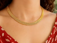 Collier flexible en or jaune 14 carats avec motif panthère de 9 mm