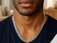 Collier chaîne gourmette polie en or blanc 14 carats de 22 pouces