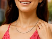 Collier en or blanc 14 carats avec chaîne ronde style Omega