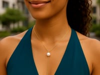 Collier Lariat en or jaune 14 carats avec perles
