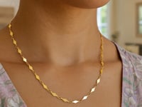 14K Yellow Gold Polished Diamond Motif Chain (3.0mm)