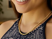 4.0mm 10K Yellow Gold Hollow Diamond Cut Rope Chain