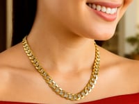 10 mm 14k Two Tone Gold Pave Curb Chain
