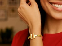 14k Yellow Gold High Polish Bar Cuff Bangle (6mm)