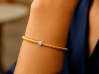 14k Yellow Gold Stretch Bangle with Diamonds