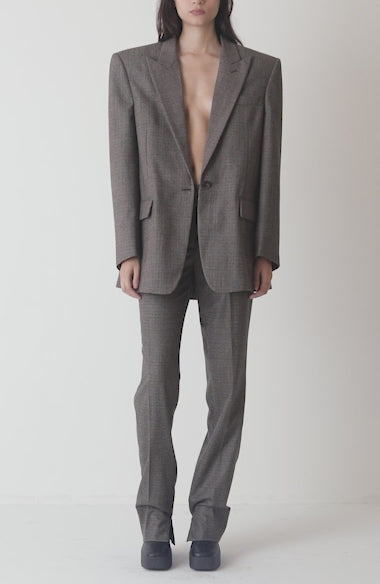 Stella McCartney Slim Fit Check Split Hem Wool Pants