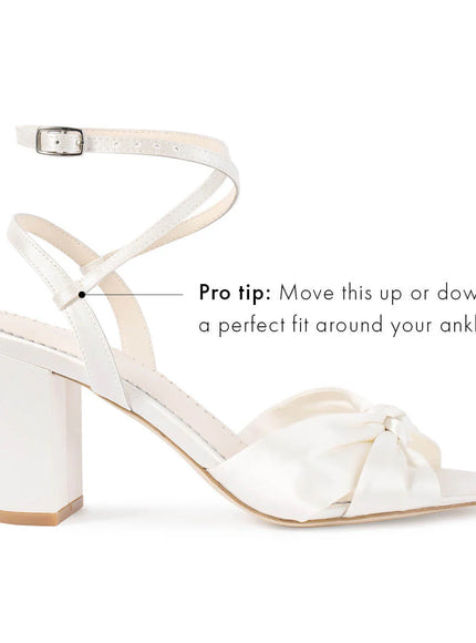 Bella Belle Sienna Silk Knotted Bow Block Heel Sandals