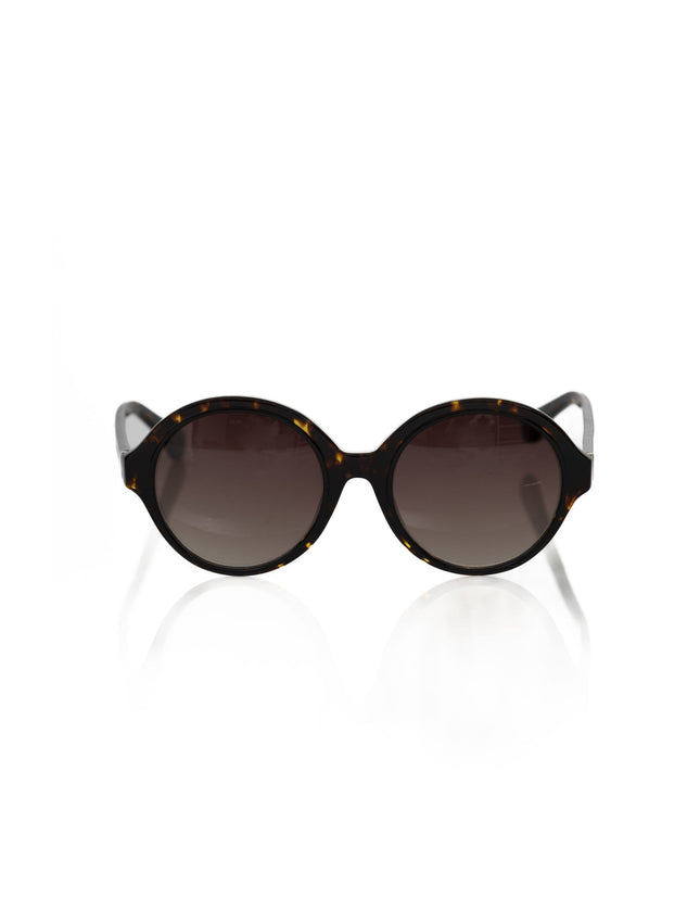 Frankie Morello Black Turtle Pattern Round Sunglasses