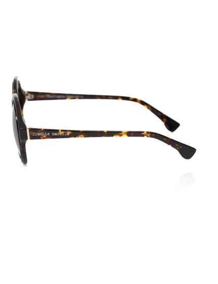 Frankie Morello Black Turtle Pattern Round Sunglasses
