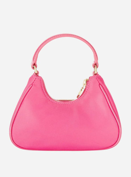 a pink handbag on a white background