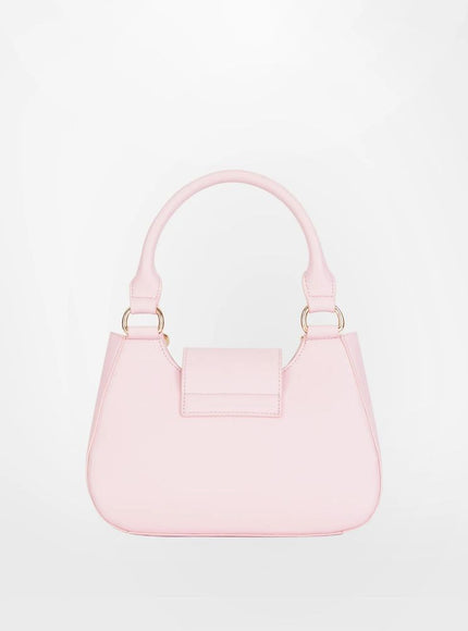 a pink handbag on a white background