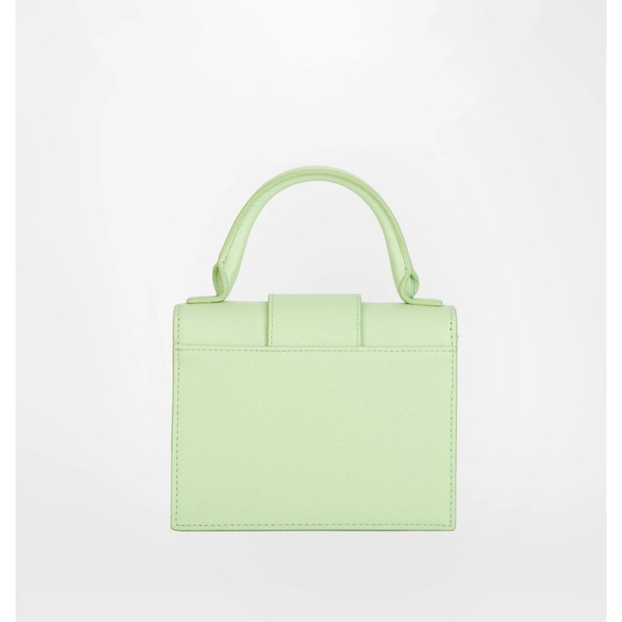 a light green handbag on a white background