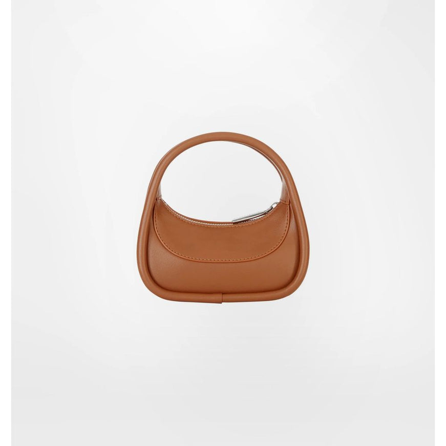 a brown handbag on a white background