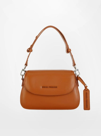 a brown handbag with a long strap