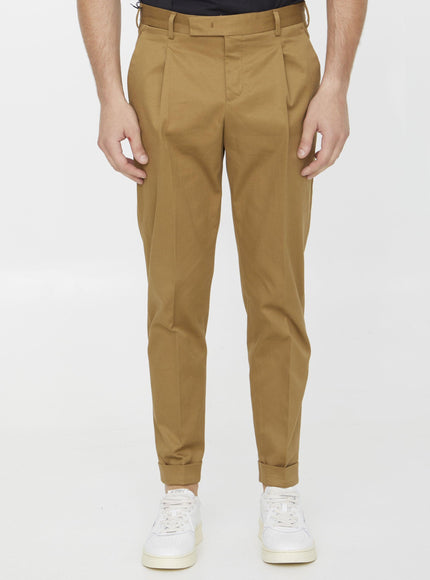 Pt Torino Beige Cotton Trousers - Ellie Belle