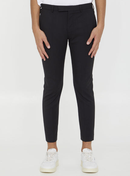 Pt Torino Black Wool Trousers - Ellie Belle