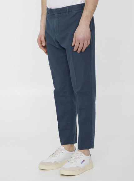 Pt Torino Blue Cotton Trousers - Ellie Belle