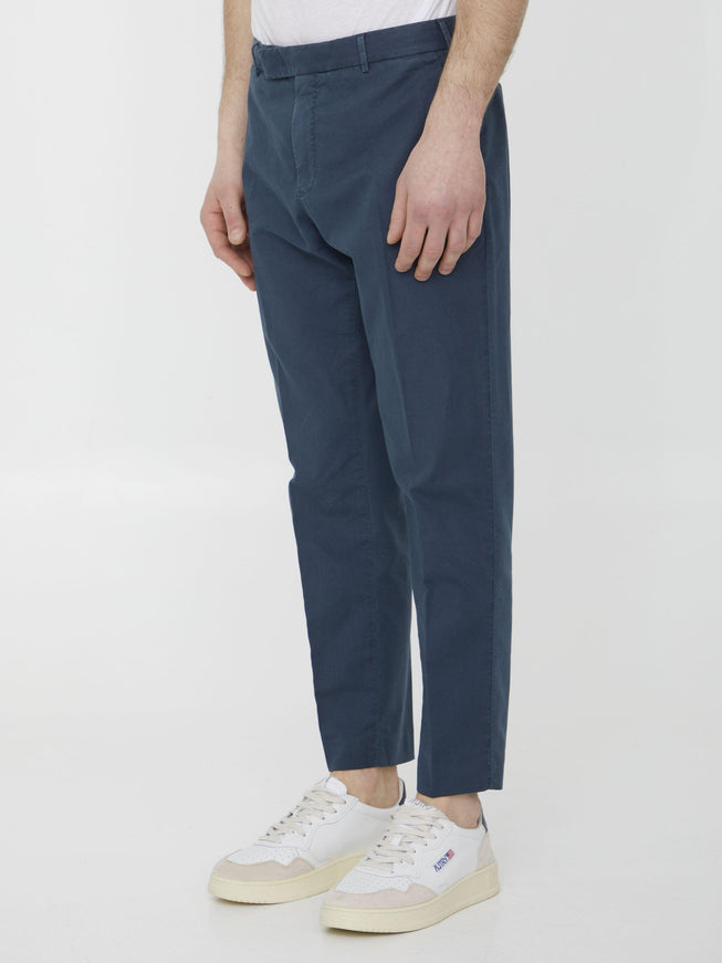 Pt Torino Blue Cotton Trousers - Ellie Belle