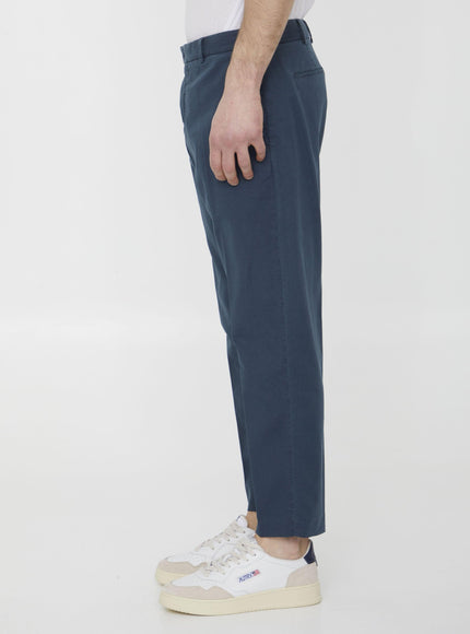 Pt Torino Blue Cotton Trousers - Ellie Belle