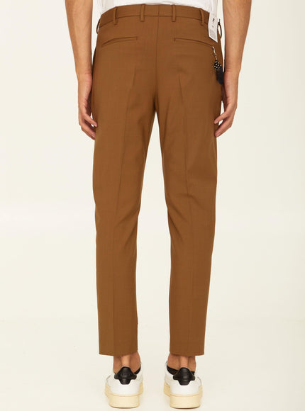 Pt Torino Camel Wool Trousers - Ellie Belle