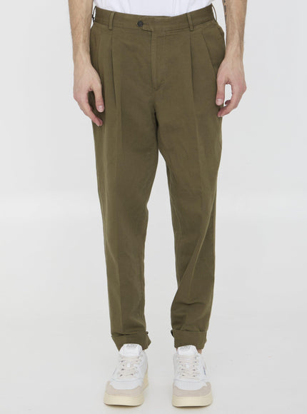 Pt Torino Cotton And Linen Trousers - Ellie Belle