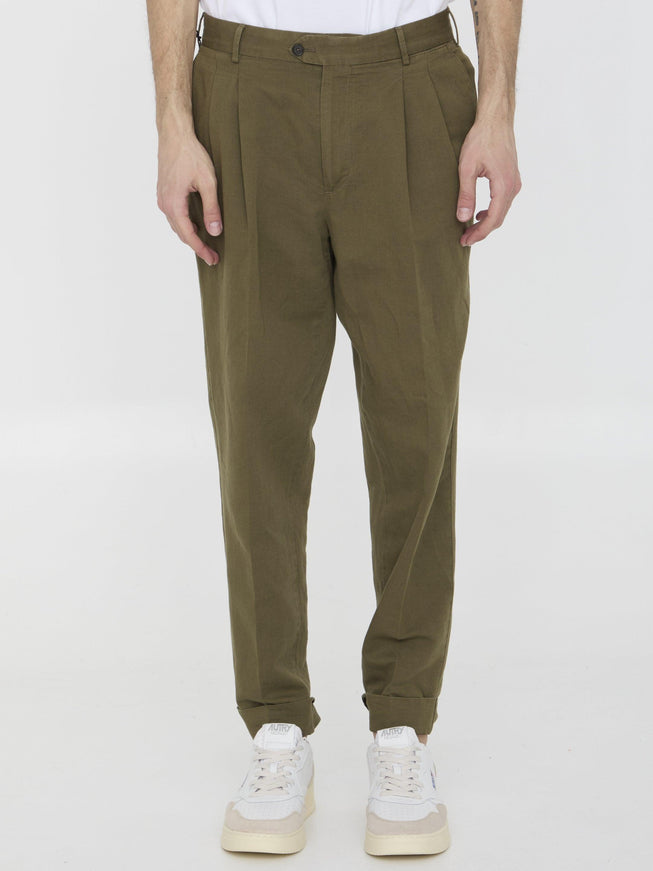 Pt Torino Cotton And Linen Trousers - Ellie Belle