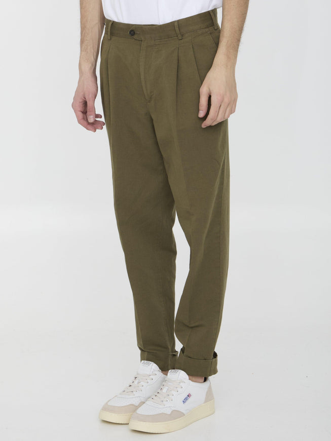 Pt Torino Cotton And Linen Trousers - Ellie Belle