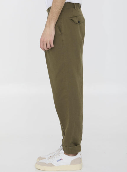 Pt Torino Cotton And Linen Trousers - Ellie Belle