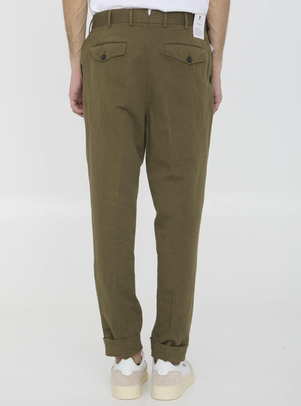 Pt Torino Cotton And Linen Trousers - Ellie Belle