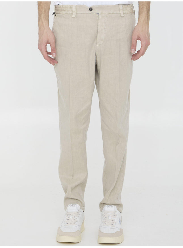 Pt Torino Linen And Cotton Trousers - Ellie Belle