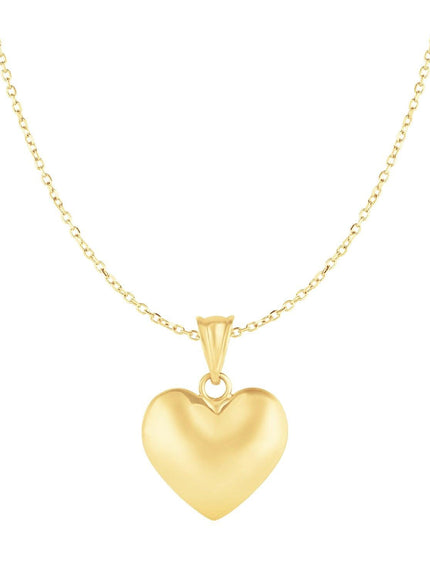 Puffed Heart Pendant in 10k Yellow Gold - Ellie Belle