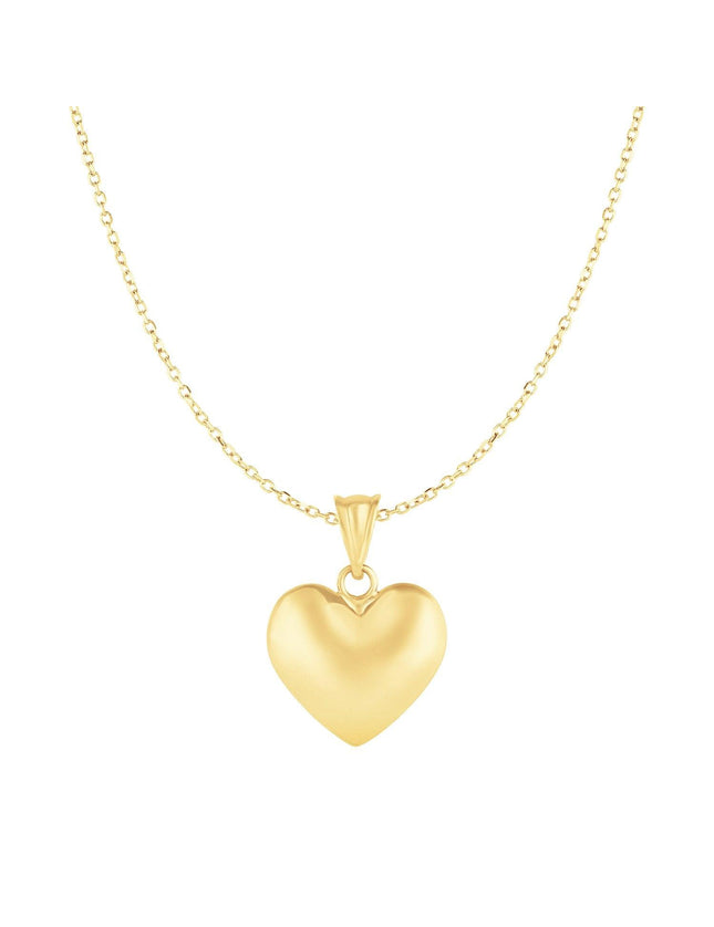 Puffed Heart Pendant in 10k Yellow Gold - Ellie Belle