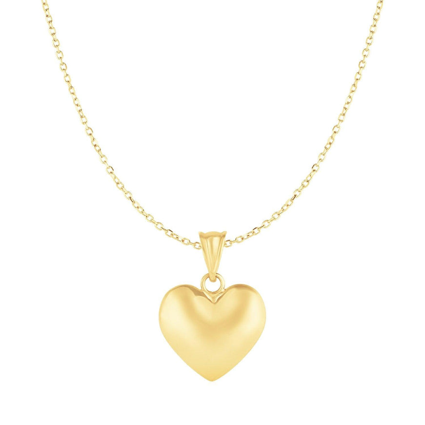 Puffed Heart Pendant in 10k Yellow Gold - Ellie Belle