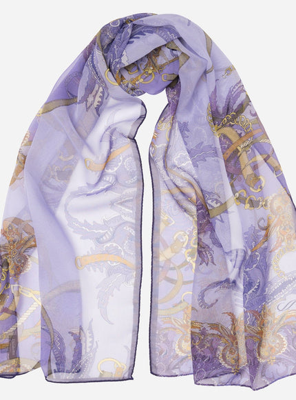 Elizabetta Alessandra Long Sheer Silk Scarf - Purple