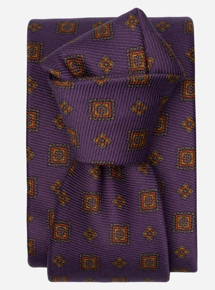 Elizabetta Bertone Printed Madder Silk Tie Purple
