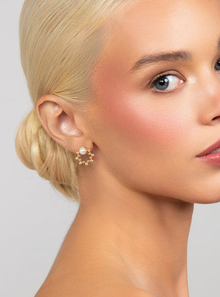 Quest Crystal and Pearl Stud Earrings