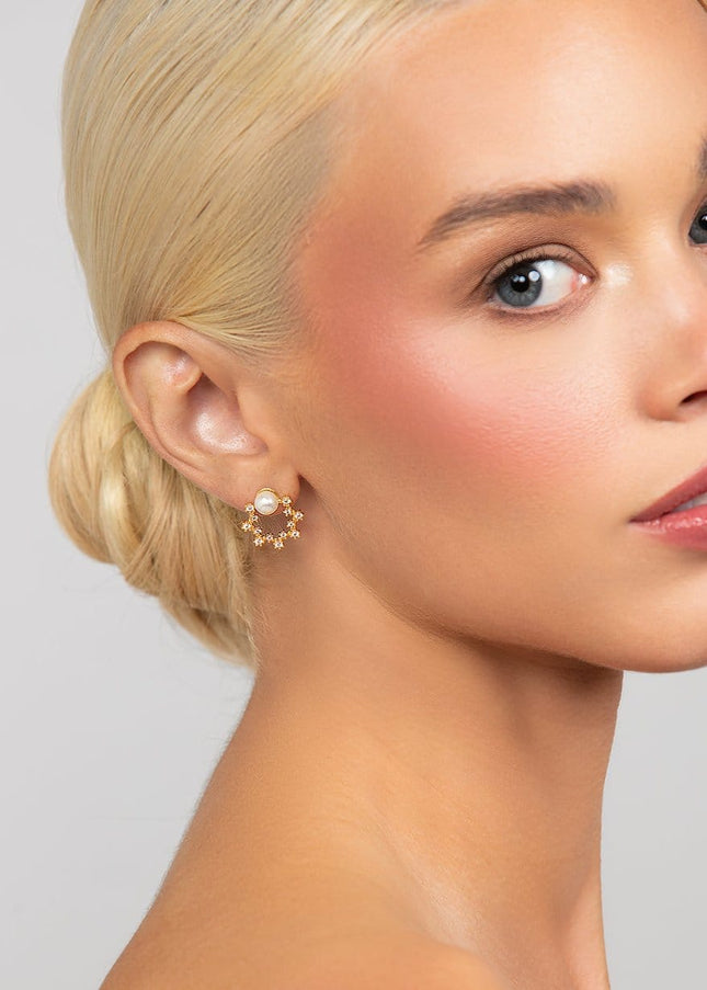 Quest Crystal and Pearl Stud Earrings