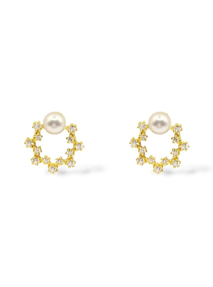 Quest Crystal and Pearl Stud Earrings