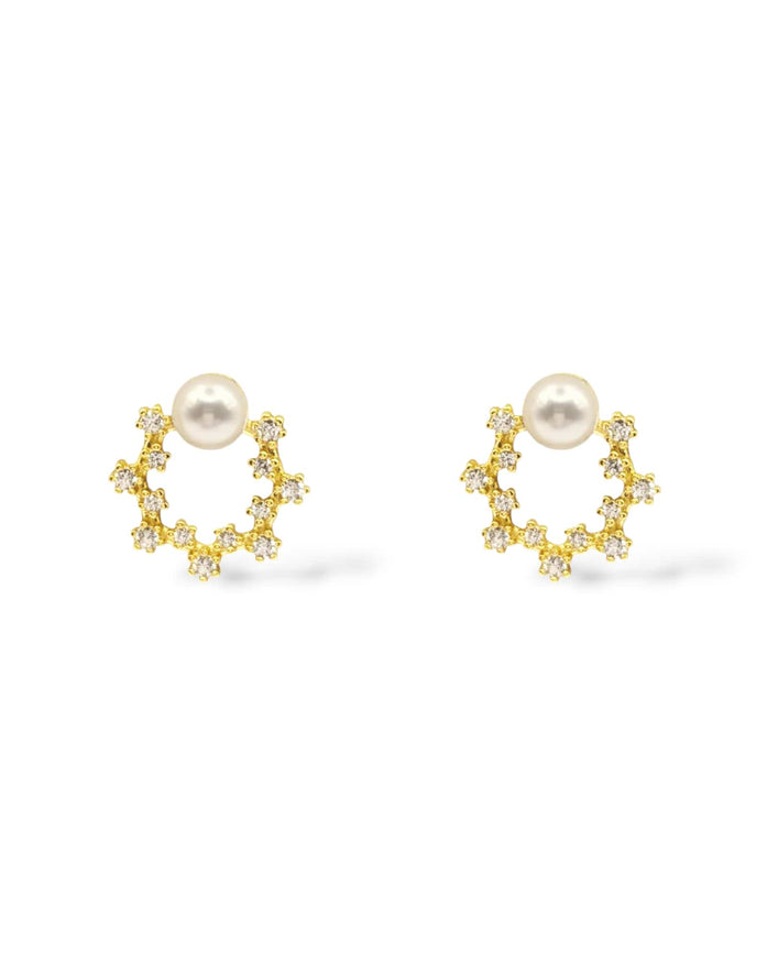 Quest Crystal and Pearl Stud Earrings