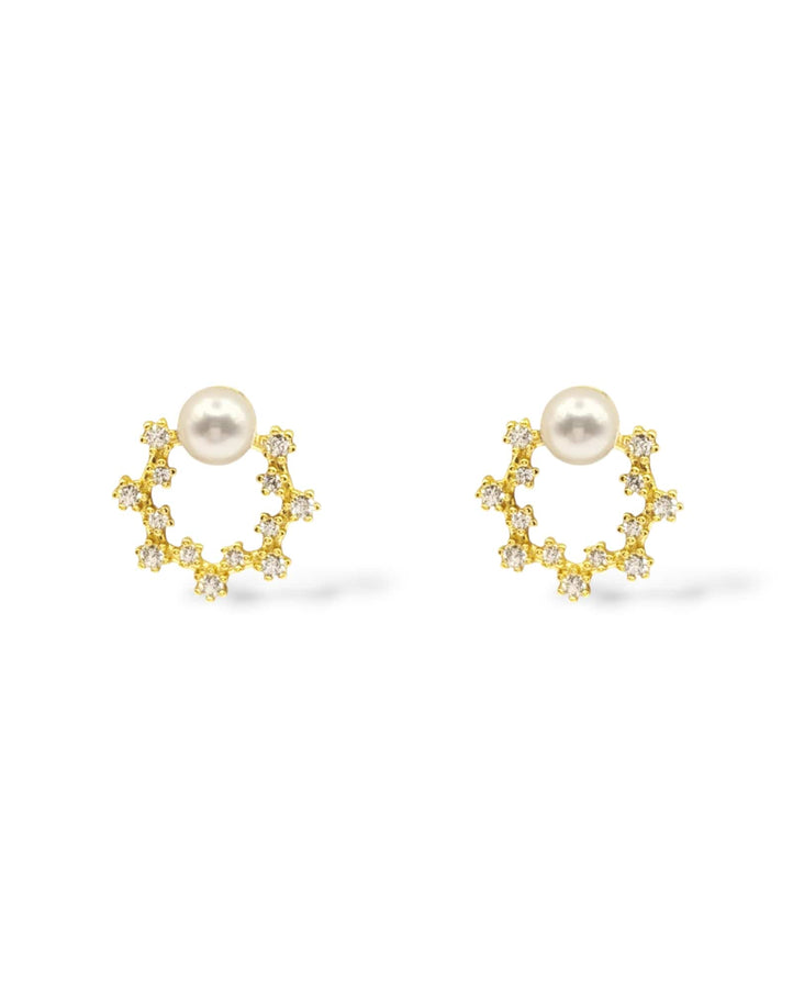 Quest Crystal and Pearl Stud Earrings