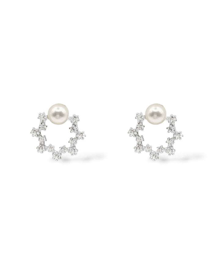 Quest Crystal and Pearl Stud Earrings