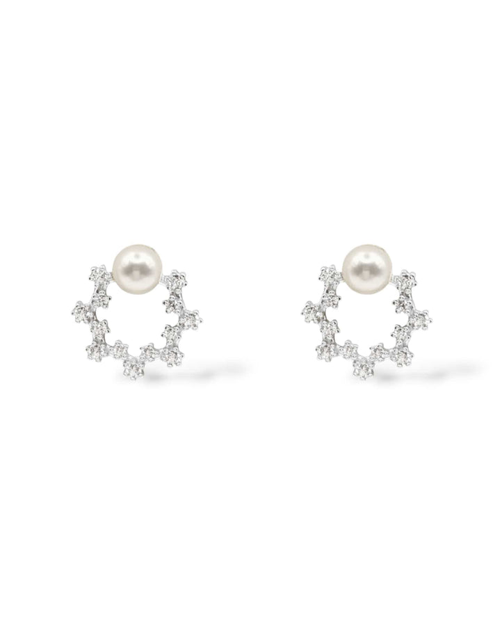 Quest Crystal and Pearl Stud Earrings