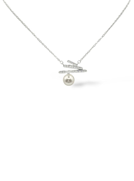 Quinlan Zigzag Crystal and Pearl Pendant Necklace