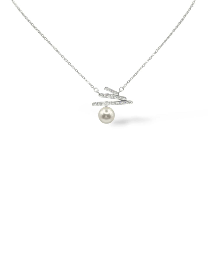 Quinlan Zigzag Crystal and Pearl Pendant Necklace