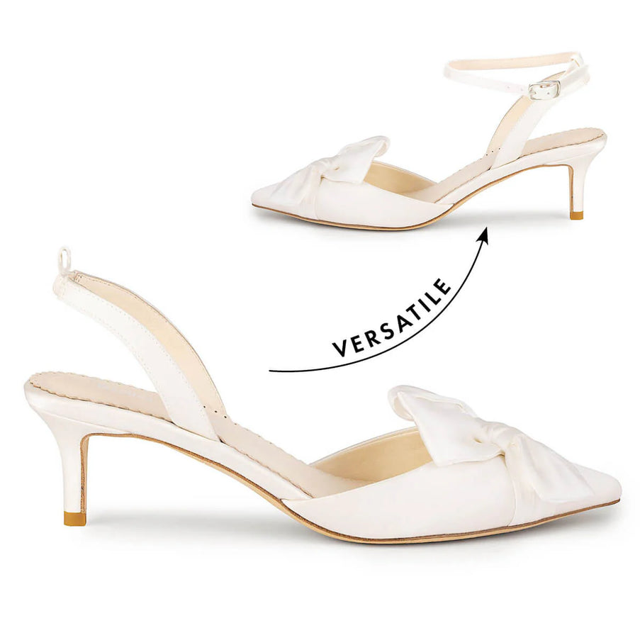 Bella Belle Raven Slingback Kitten Heels with Bow