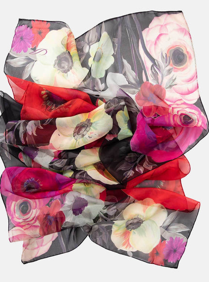 Elizabetta Campo de' Fiori Long Sheer Silk Scarf - Black