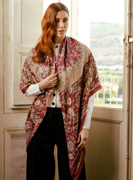 Elizabetta Stella Modal Cashmere Scarf Shawl in Berry Red