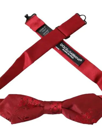 Dolce & Gabbana Red Silk Floral Bow Tie