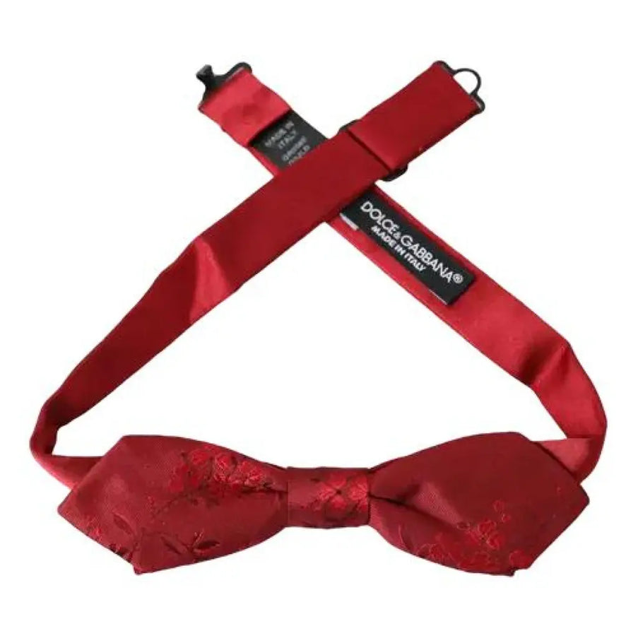 Dolce & Gabbana Red Silk Floral Bow Tie